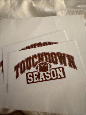 NEW Set of 3 “Touchdown Season” Sticker Waterproof Tumbler Laptop 3”x3”